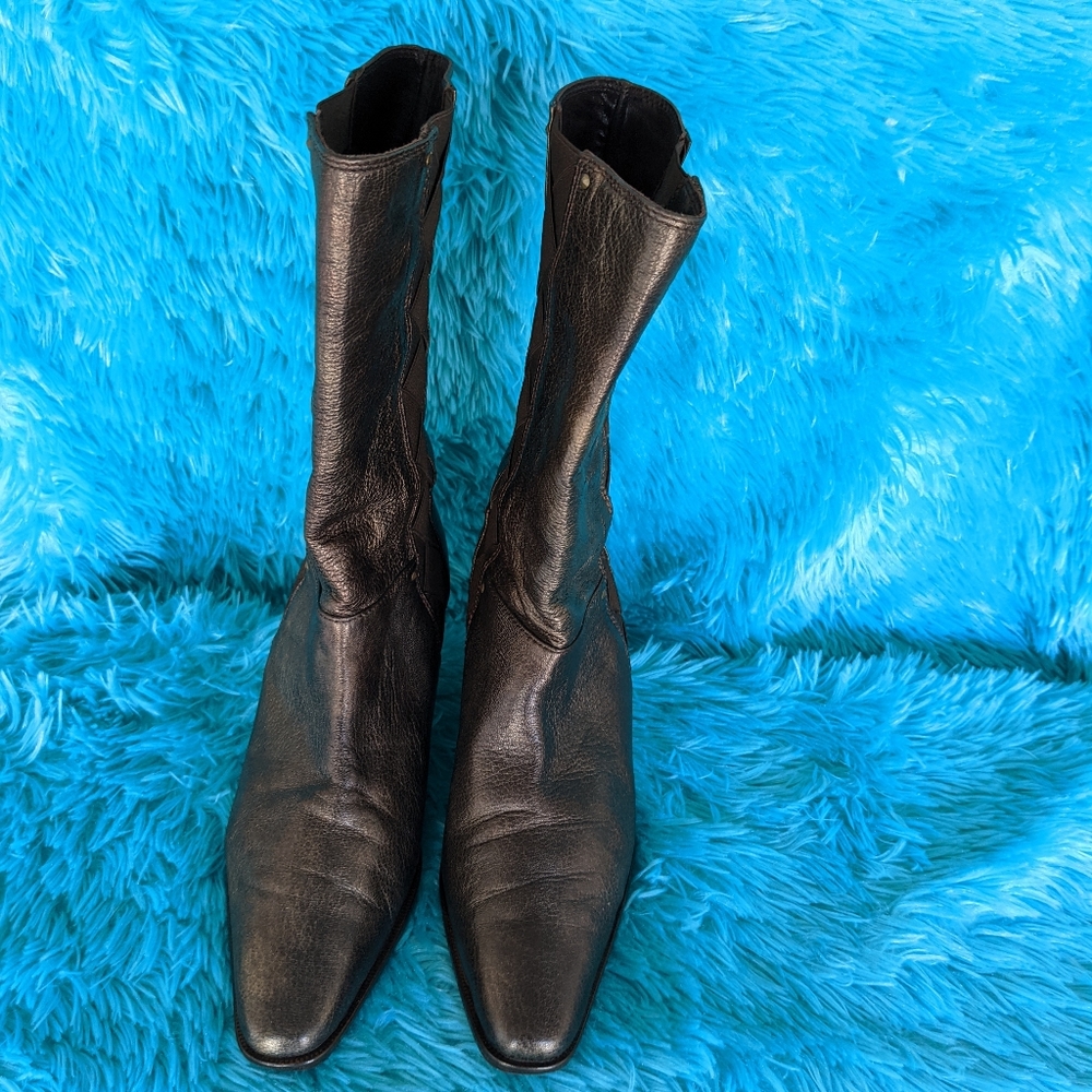 Prevata Bronze Metallic Mud Calf Leather Boots Size 8B